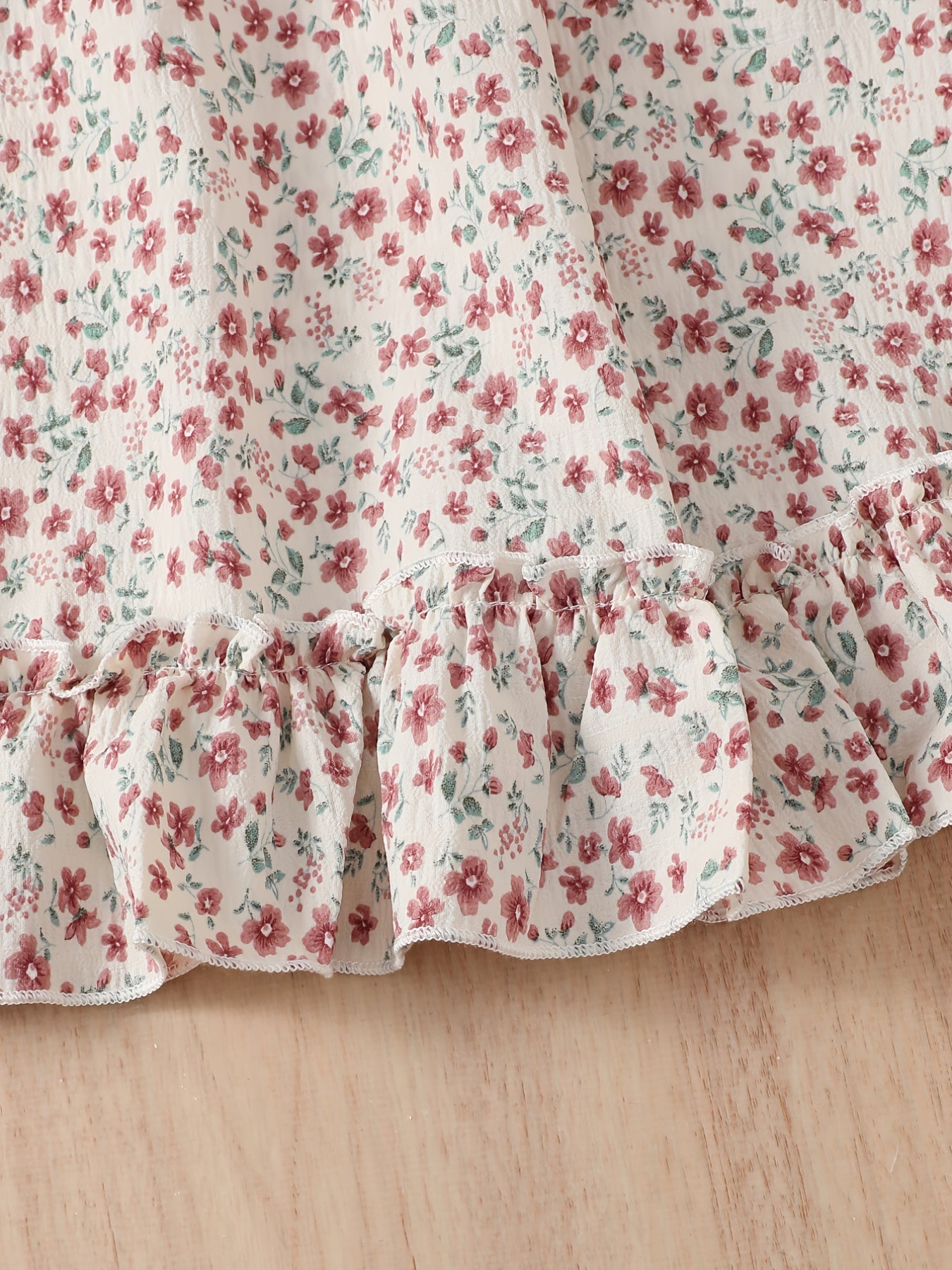 2pcs Girl Asymmetrical Neck Top And Floral Print Skirt Set Clothes