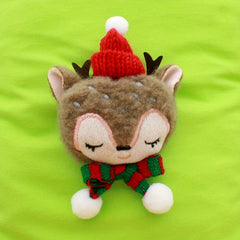 Christmas Deer Plush Brooch, Clothing Accessories