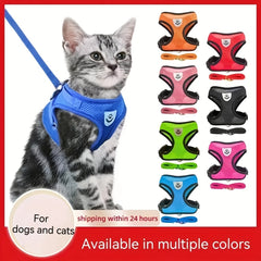 Adjustable Mesh Cat Harness Vest with Leash Set for Small to Medium Pets