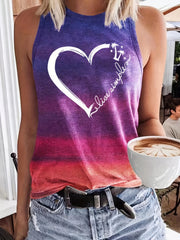 Heart Print Gradient Tank Top Sleeveless Summer Tank Top