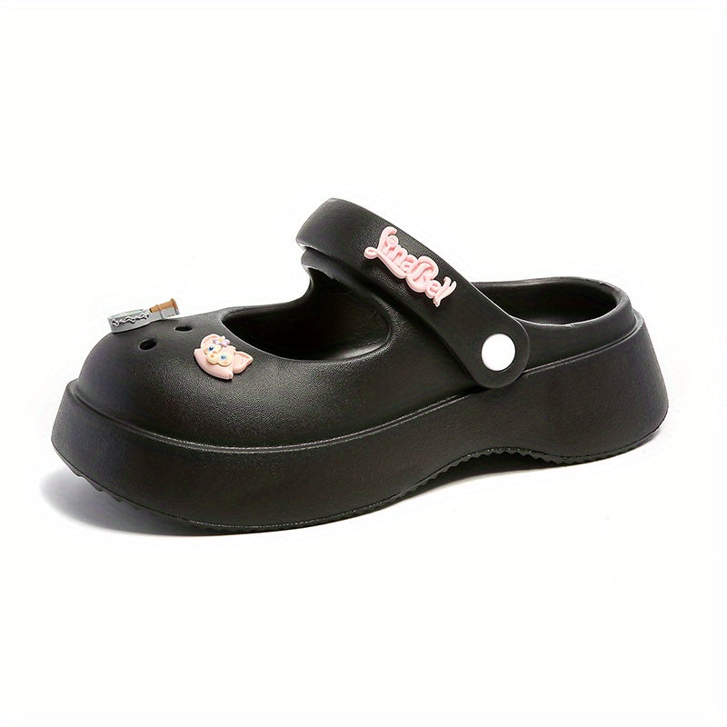 Women's Platform Closed Toe Slides Cut Out Clogs