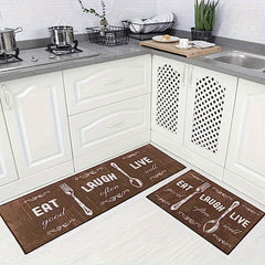 2pcs Kitchen Mat Anti Slip Polyester Carpet Absorbent Bath Mat