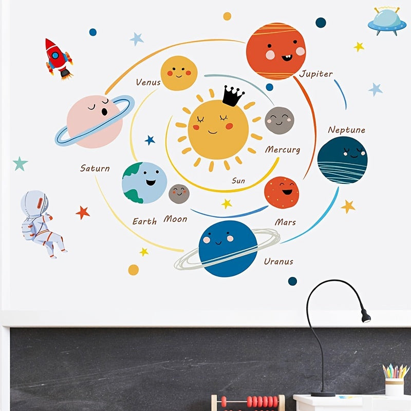 Solar System Cartoon Stickers Waterproof Vinyl Wall Decoration