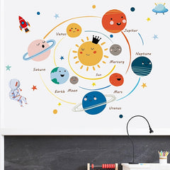 Solar System Cartoon Stickers Waterproof Vinyl Wall Decoration