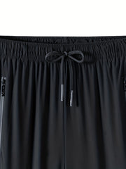 Men's Zipper Pockets Joggers Casual Stretch Sweatpants