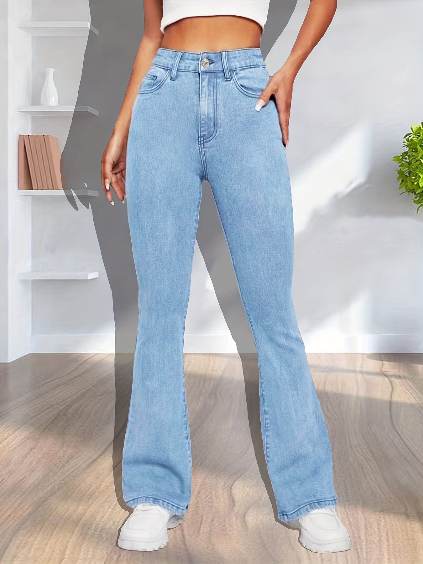 High Stretch Flared Jeans Wide Leg Denim Women's Pants