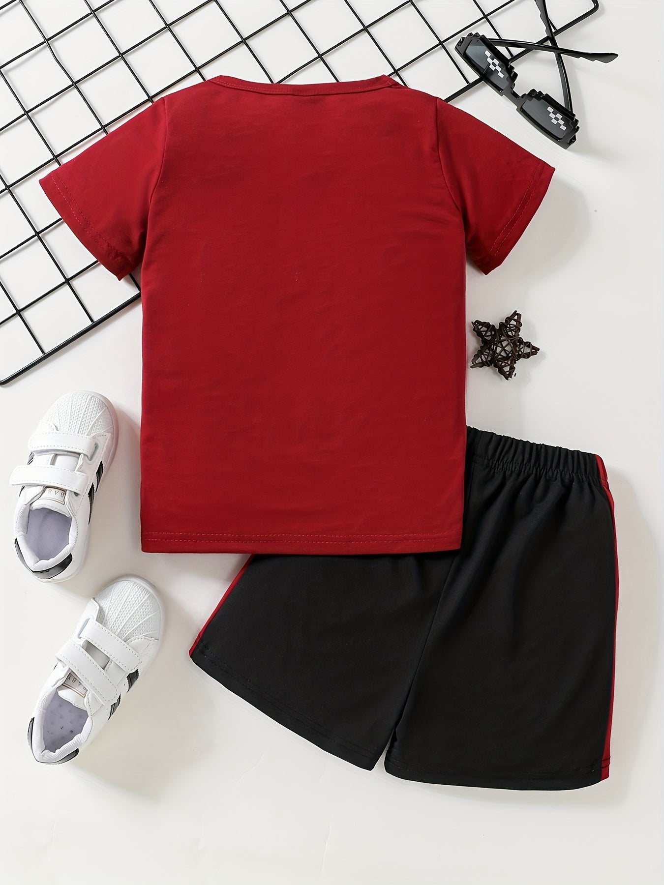 Boys Casual Outfit Round Neck T-shirt & Shorts Set