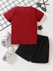 Boys Casual Outfit Round Neck T-shirt & Shorts Set