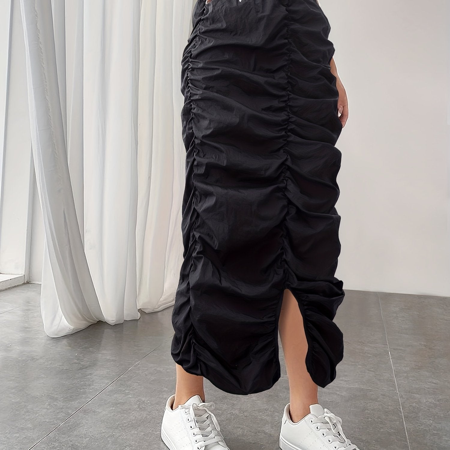 Elastic Waist Split Skirt for Spring & Summer