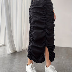 Elastic Waist Split Skirt for Spring & Summer