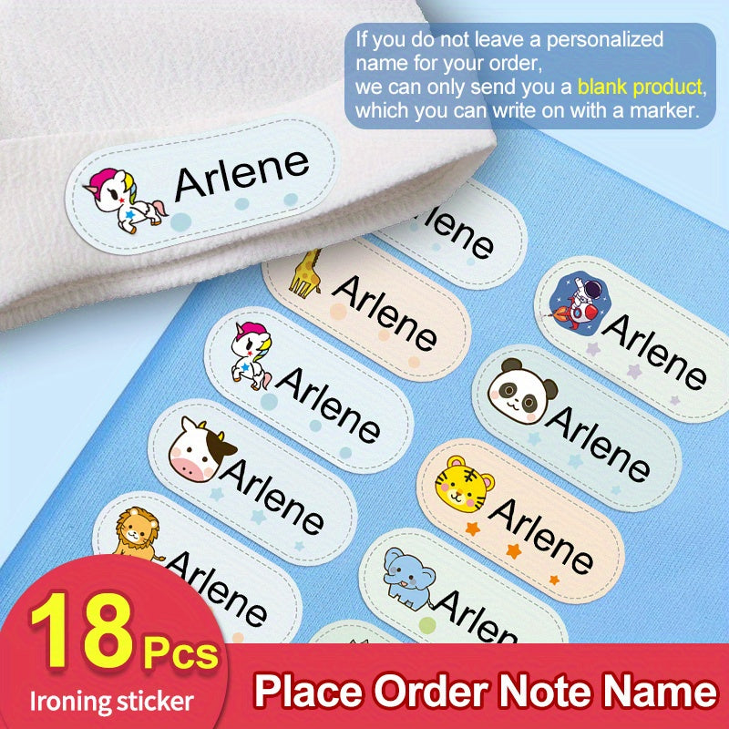 Custom Iron-On Washable Name Stickers - 36pcs