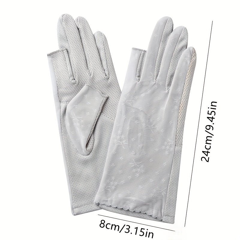 Lace Fingerless Gloves Elastic Thin Breathable Driving Riding Gloves