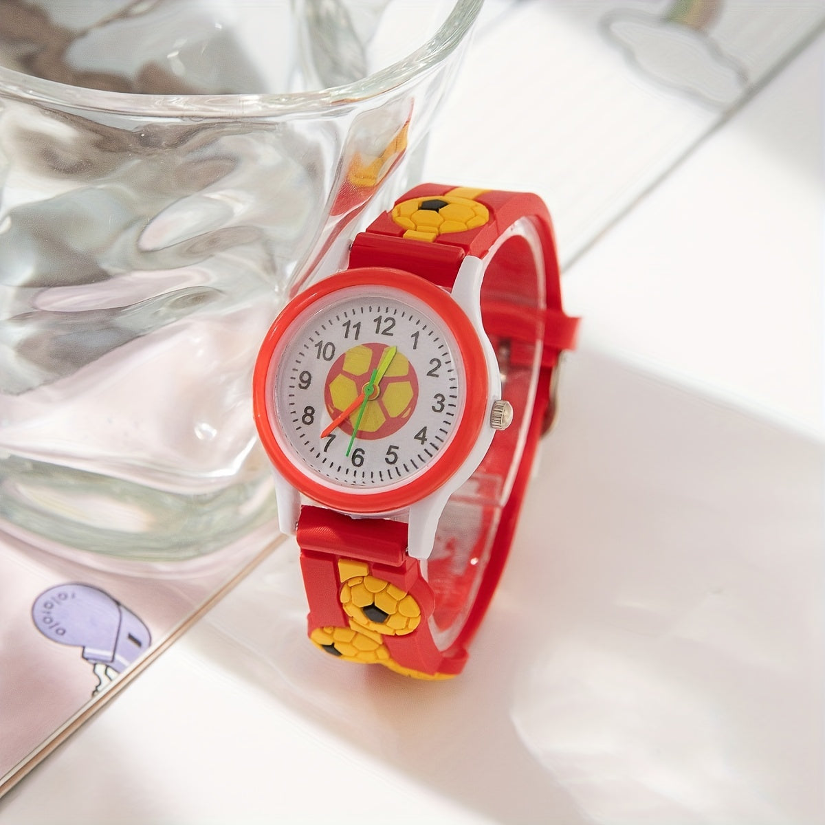 Boys Cartoon Soccer Silicone Sports Watch Decorative Accessory