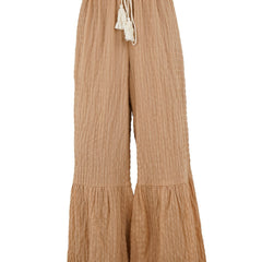 Tassel Drawstring Wide Leg Pants Casual Solid Textured Loose Pants