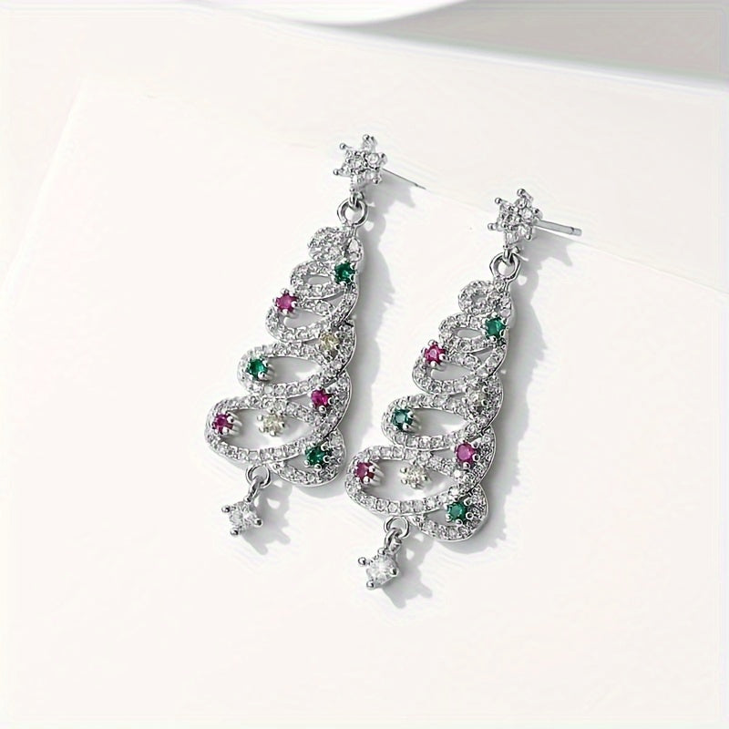 Christmas Tree Earrings - Zircon Snow Holiday Gift