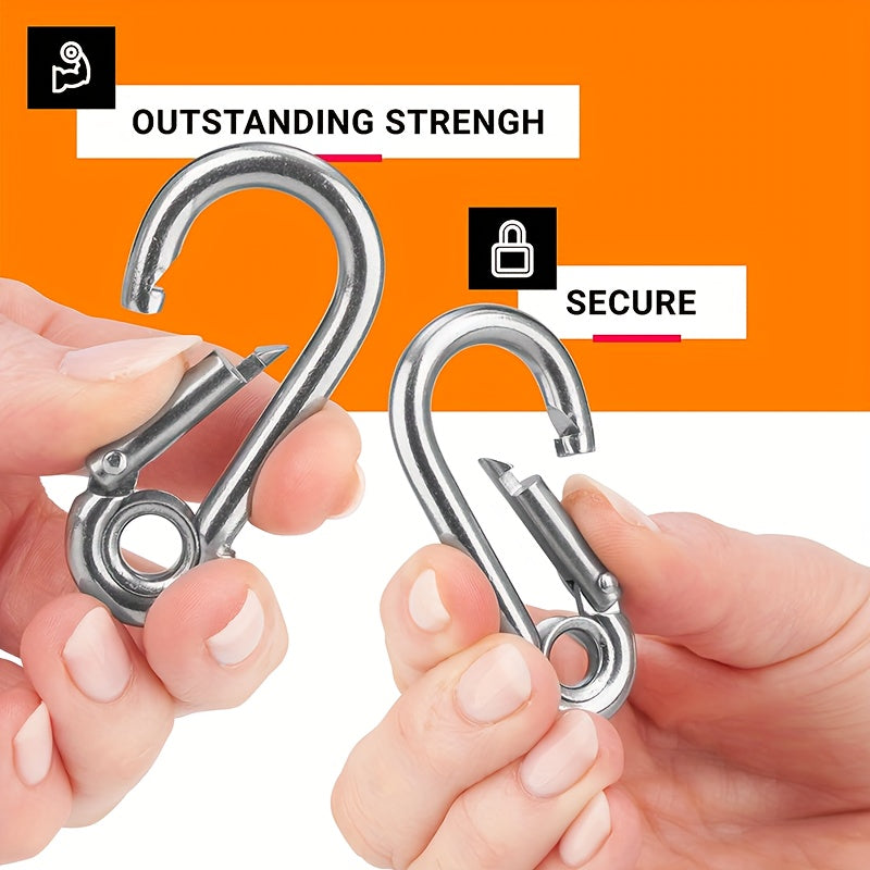 4pcs Heavy Duty 304 Stainless Steel Carabiner Clips 6.05cm 60kg Load Capacity