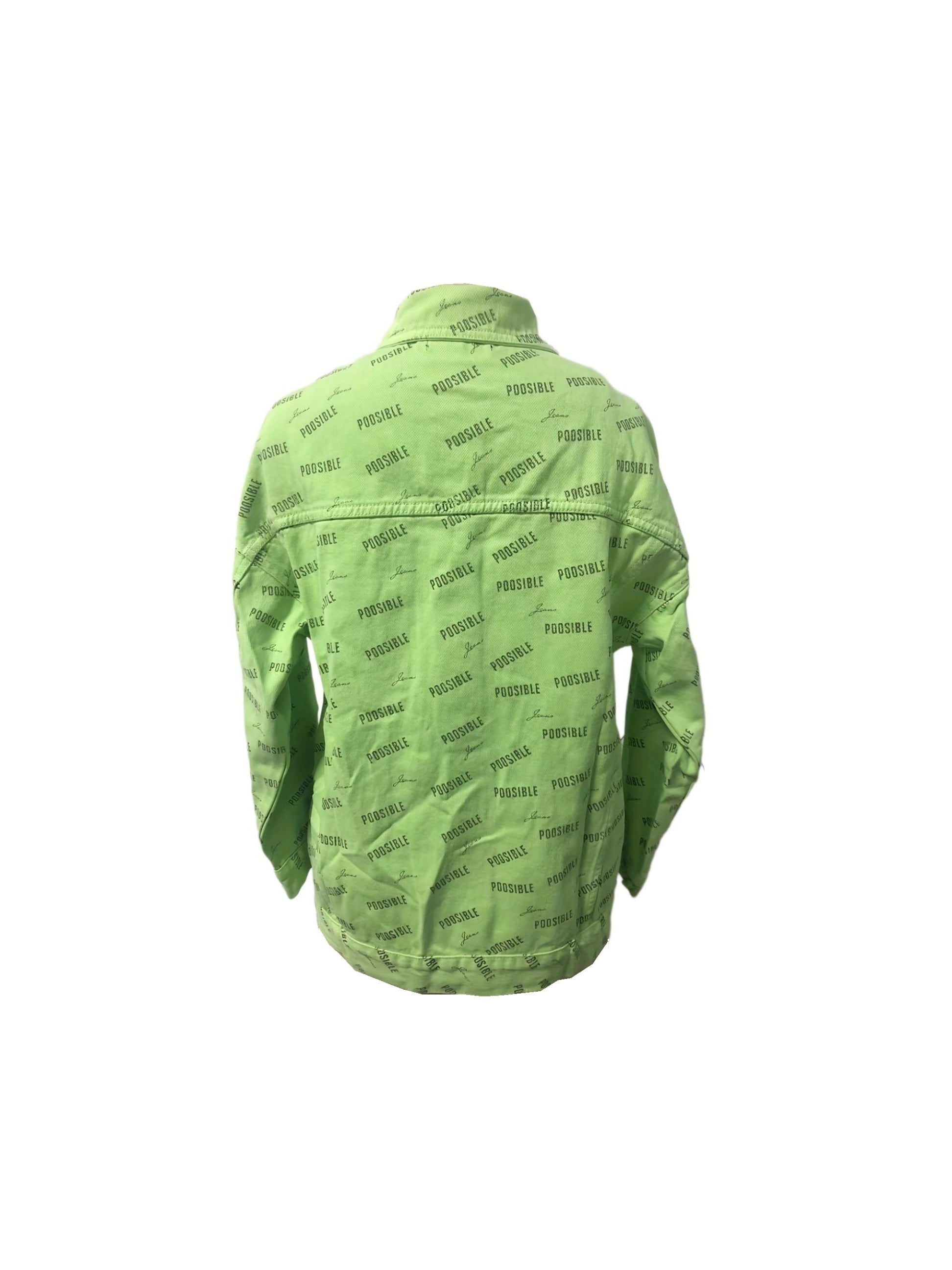 Letter Print Denim Jacket Casual Coat Women's Clothing