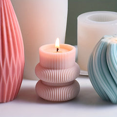 Geometric Stripe Cylindrical Silicone Mold DIY Aromatherapy Candle Mold