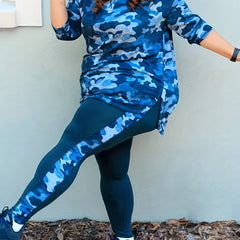Women's Plus Camo Long Sleeve Tunic Top & Leggings Set