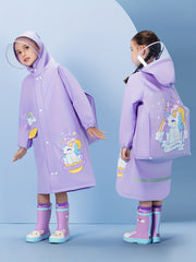 Waterproof Unicorn Graphic Raincoat Poncho for Girls