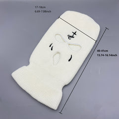 Funny Tear Embroidery Balaclava Y2K Ski Mask Anime Hip Hop Knit Hat