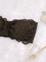 Sexy Tube Bra Women's Plus Ruched Floral Lace Strapless