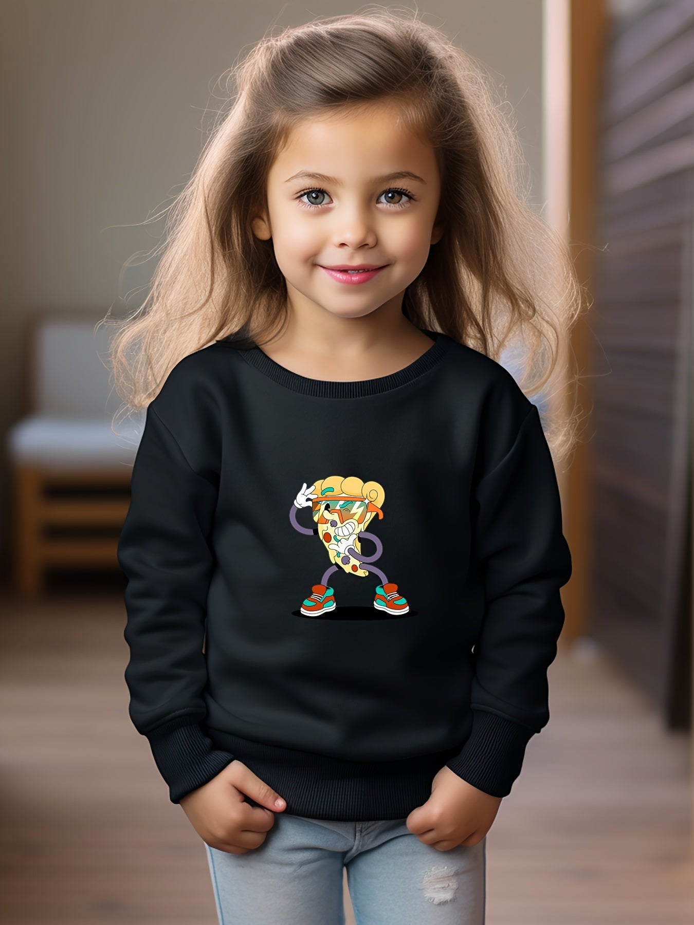 Breathable Pie Graphic Crew Neck Long Sleeve Sweatshirt Pullover