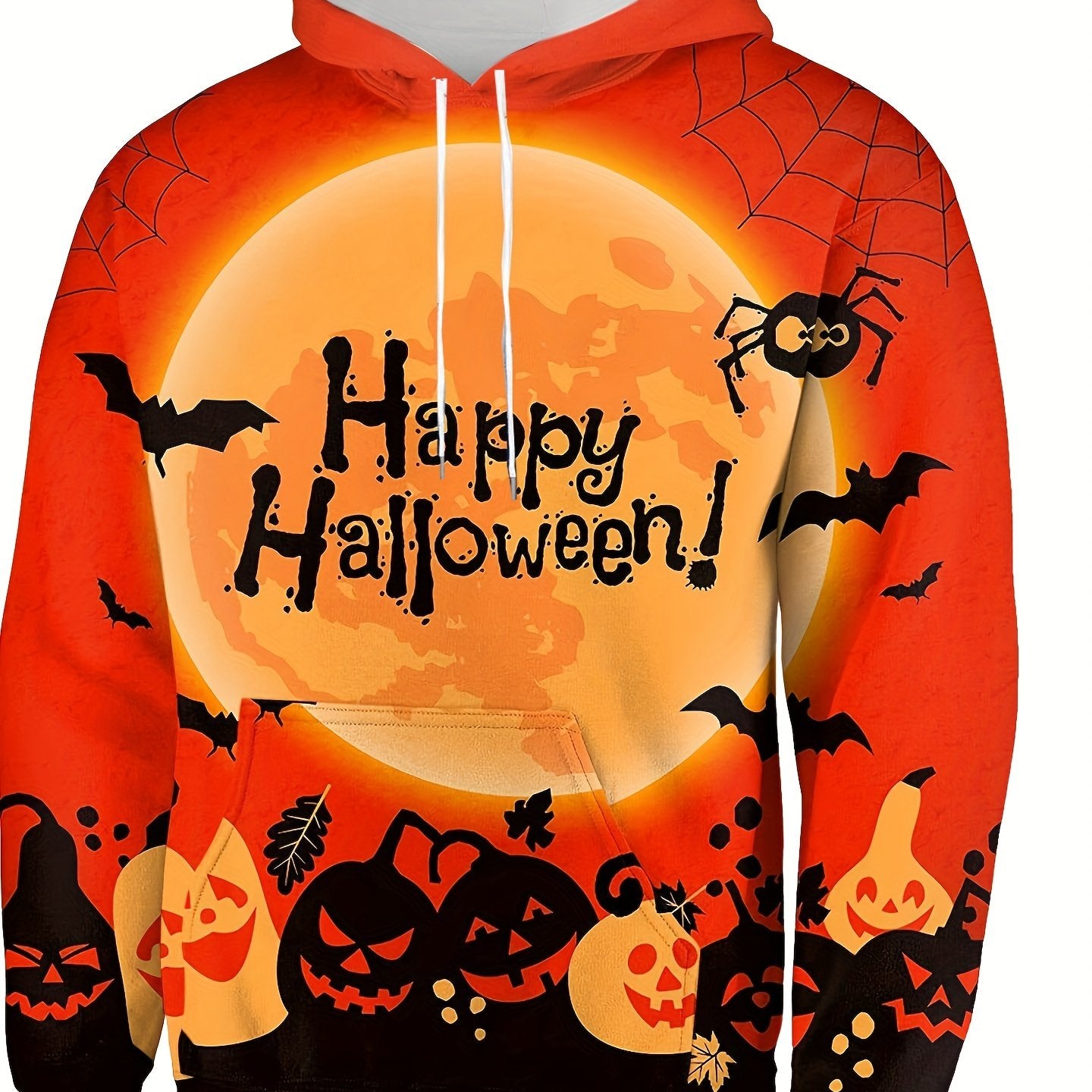 Halloween Print Hoodies Men Graphic Sweatshirt Kangaroo Pocket