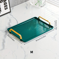 Modern Decorative Tray With Golden Handles Plastic for Home Decor