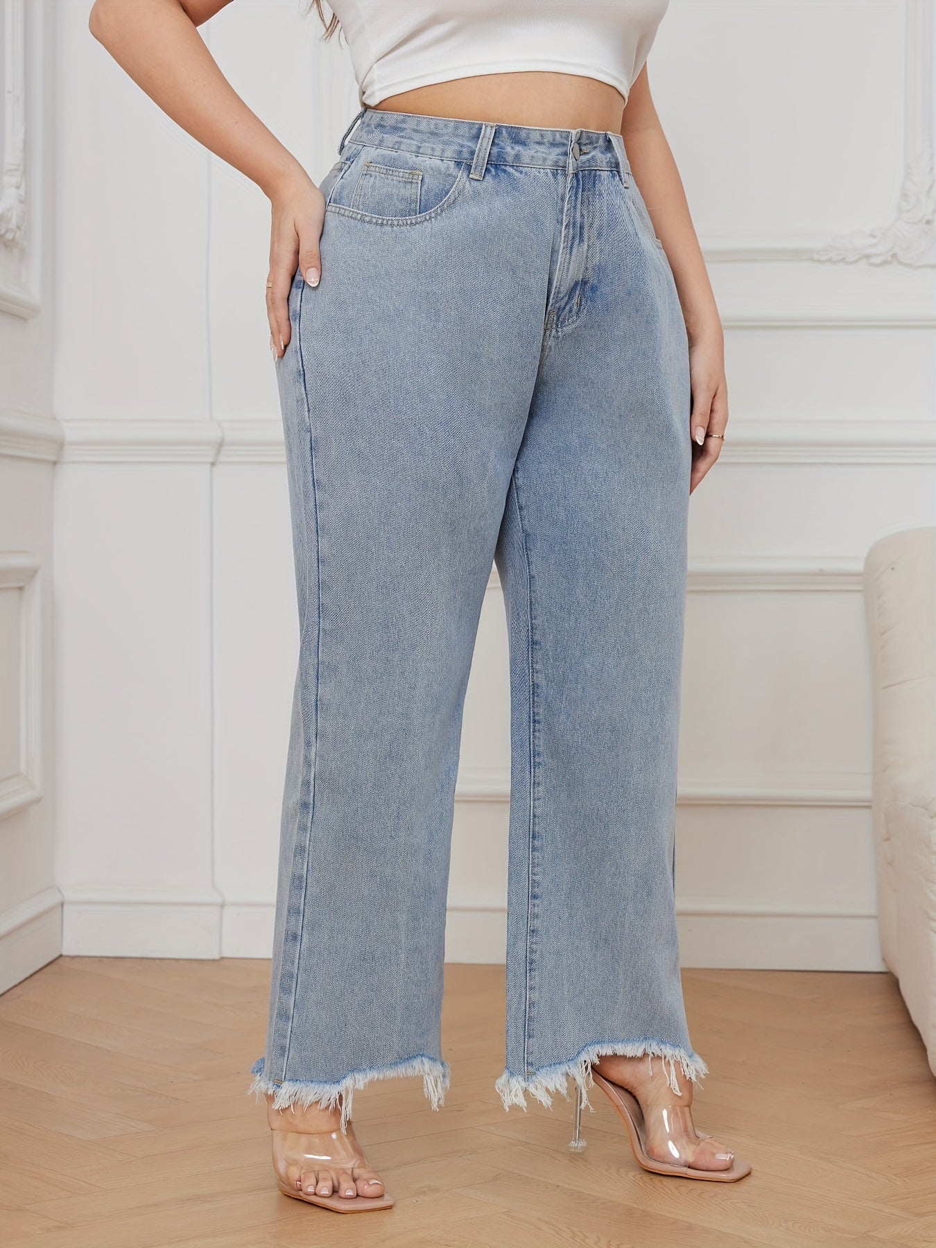 High Rise Loose Fit Straight Leg Jeans
