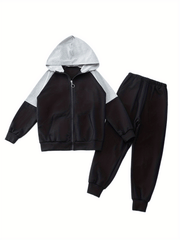 Boy's Cartoon Print 2pc Zip Up Hoodie & Sweatpants Set