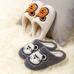Boys Cartoon Furry House Shoes Non Slip Soft Walking Shoes