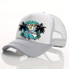 Summer Multicolor Beach Car Print Men's Peaked Cap