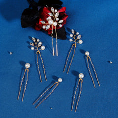 Crystal & Faux Pearl Decor Hair Pin Bridal Wedding Accessory