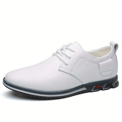 Men's Casual Business Breathable Walking Shoes Comfy Lace Up PU Shoes