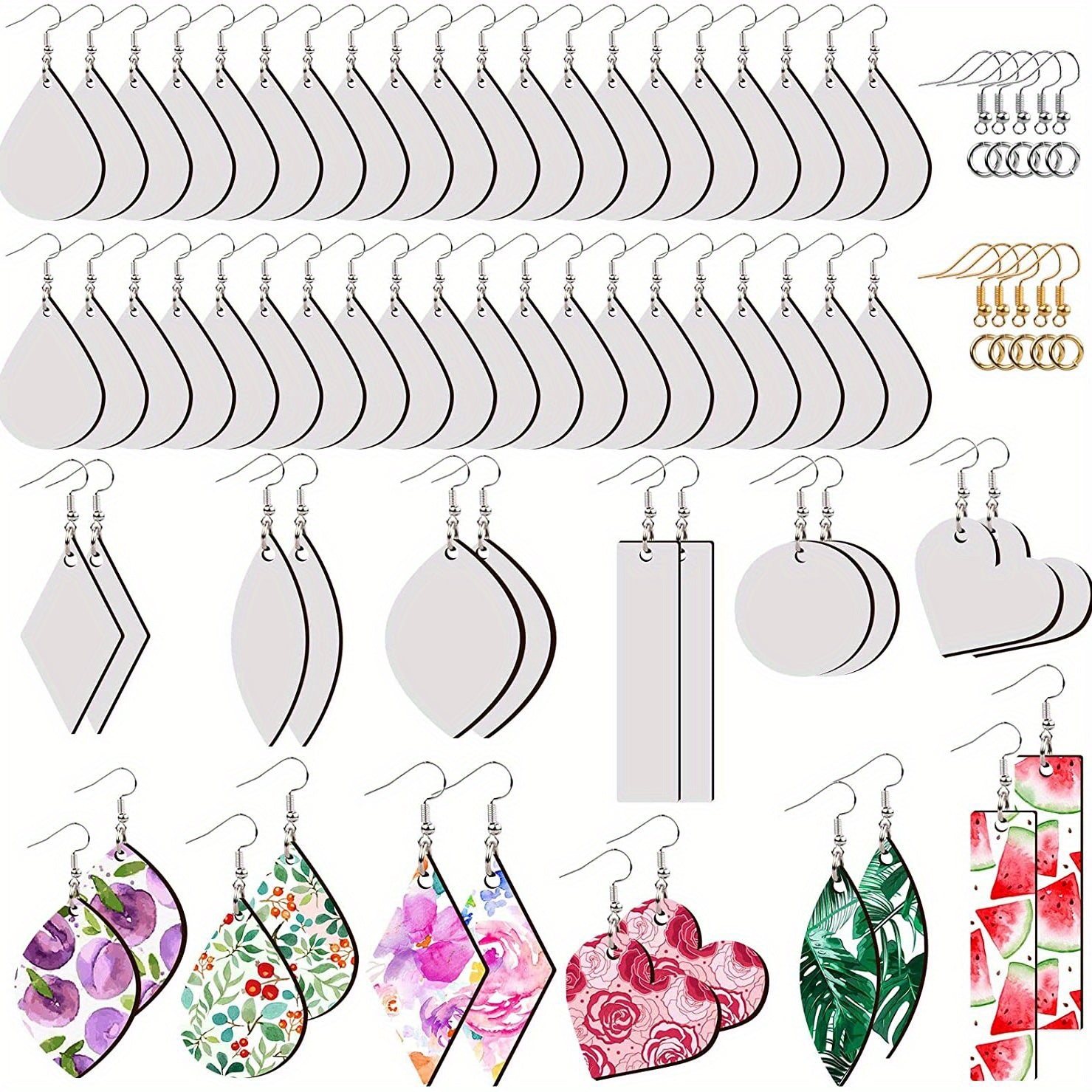 260pcs Water Drop Love Double Sided Printed Charms for Earrings Jewelry