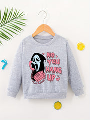 Girls' Halloween Sweatshirt Top No You Hang Up Print Round Neck