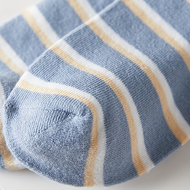 6 Pairs Striped & Plaid Crew Socks Comfy & Breathable Colorblock Socks