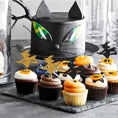 12pcs Halloween Witch Cake Topper for Kids Birthday Cake Decor