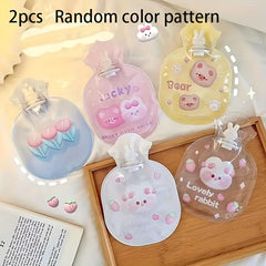 2pcs Mini Water Injection Hot Water Bag Hand Warmer