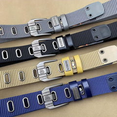 Men's Flat Hole Alloy Pin Buckle Nylon Belt