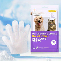 Pet Glove Cleaning Wet Wipes Deodorizing Cat Dog Stain Remover 10pcs