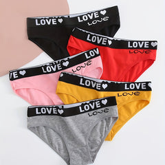 5pcs Letter Tape Briefs Stretchy Intimates Panties Women's Lingerie