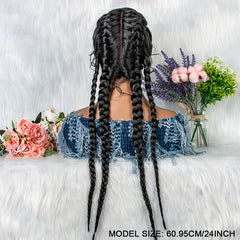 Braided Hair Wigs 4 Strands Dutch Braids Synthetic Lace Front Wigs