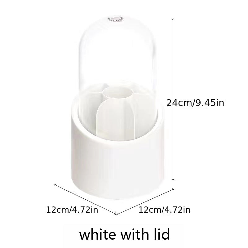 Makeup Brush Holder 360 Rotating Organizer with Clear Cover