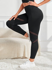 Sports Leggings Women's Plus Mesh High Waisted Stretch Yoga Pants