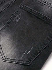 Men's Slim Fit Biker Jeans Stretch Cargo Denim Pants