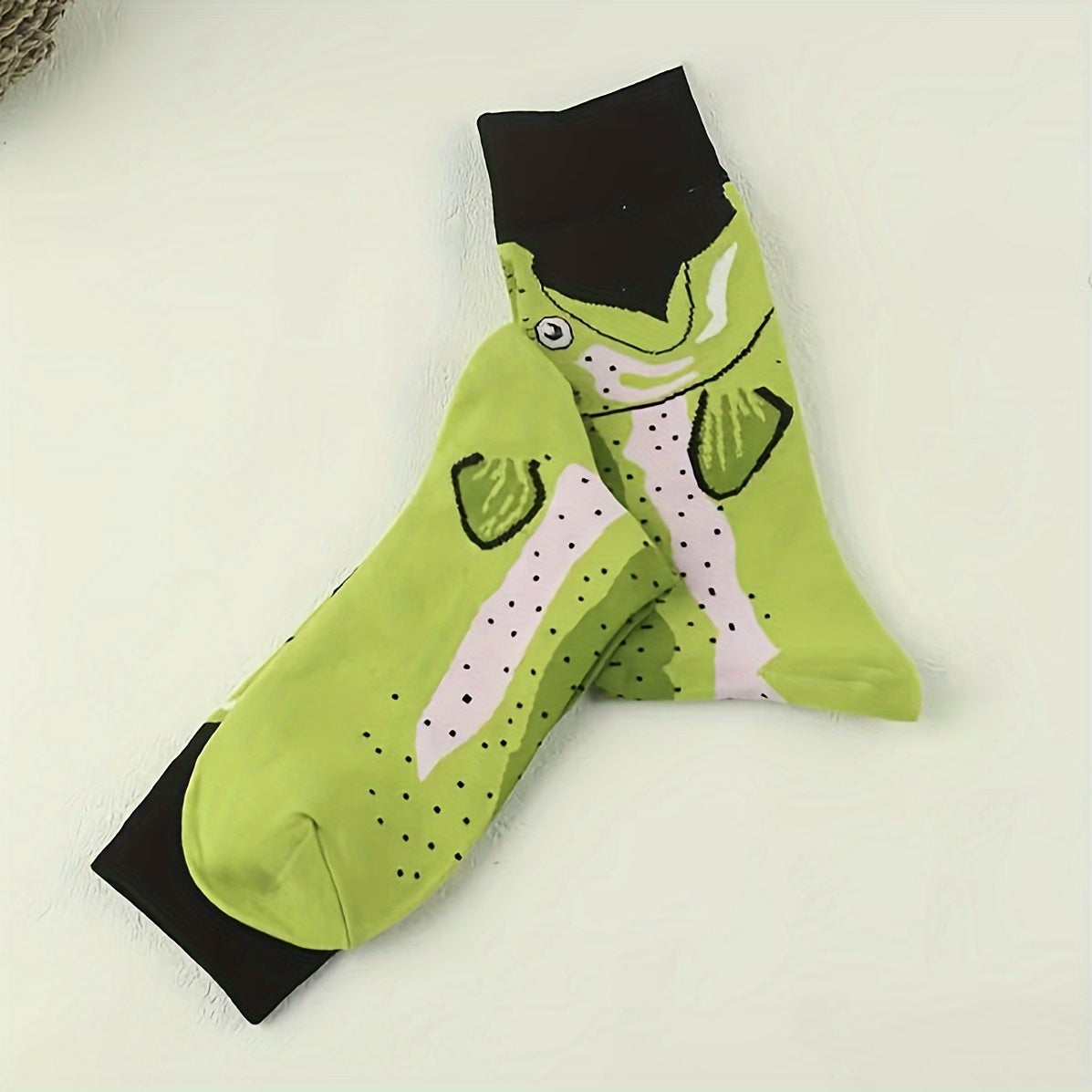 3 Pairs Men's Warm Funny Crew Socks with Animal Dinosaur Fruit Prints