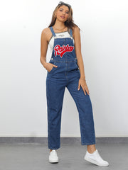 Women's Red Letter Bib Overall Denim Jeans
