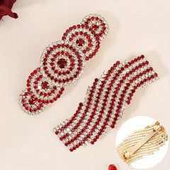Vintage Red Rhinestone Hair Clip Hair Accessories For Women